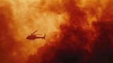 Helicopters survey flight to help extinguish forest fires.