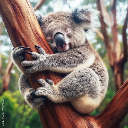 Koala in a tree. AI generated © Alicina