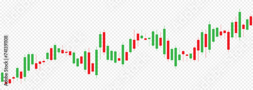 A chart of crypto candlesticks on a transparent background. An economic chart with stock market charts. Vector illustration.