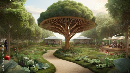 Vegetarian food forest. Generative AI.