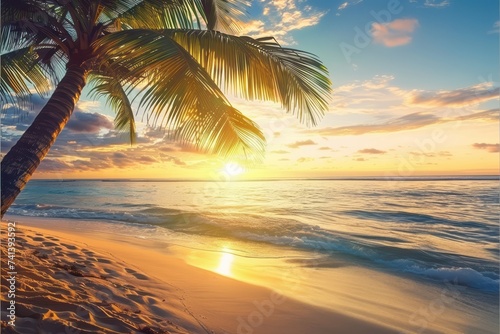Nice sunset on a paradise beach