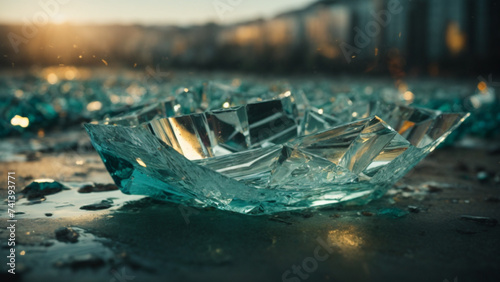 Broken glass shinny glossy eleganny. Generative AI.