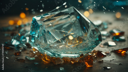 Broken glass shinny glossy eleganny. Generative AI.