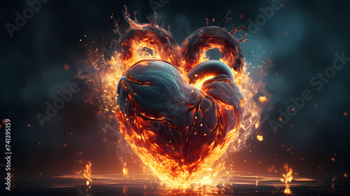 Human heart,polygonal technology heart photo