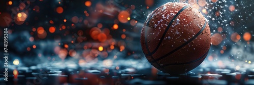 Basketball in a major sporting event. Generative Ai. photo