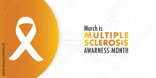 Orange awareness ribbon. Multiple sclerosis ribbon. Multiple sclerosis awareness poster with an orange ribbon made white background. Symbol of multiple sclerosis. Vector