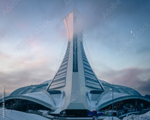 Olympic Stadium in Montreal Quebec at Sunset