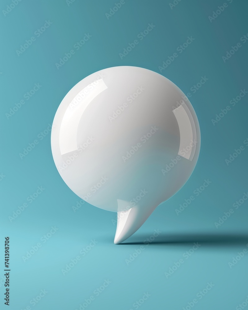 Simplified Communication Aesthetic: Glossy White Chat Bubble on Tranquil Blue Simplified Communication Aesthetic: Glossy White Chat Bubble on Tranquil Blue