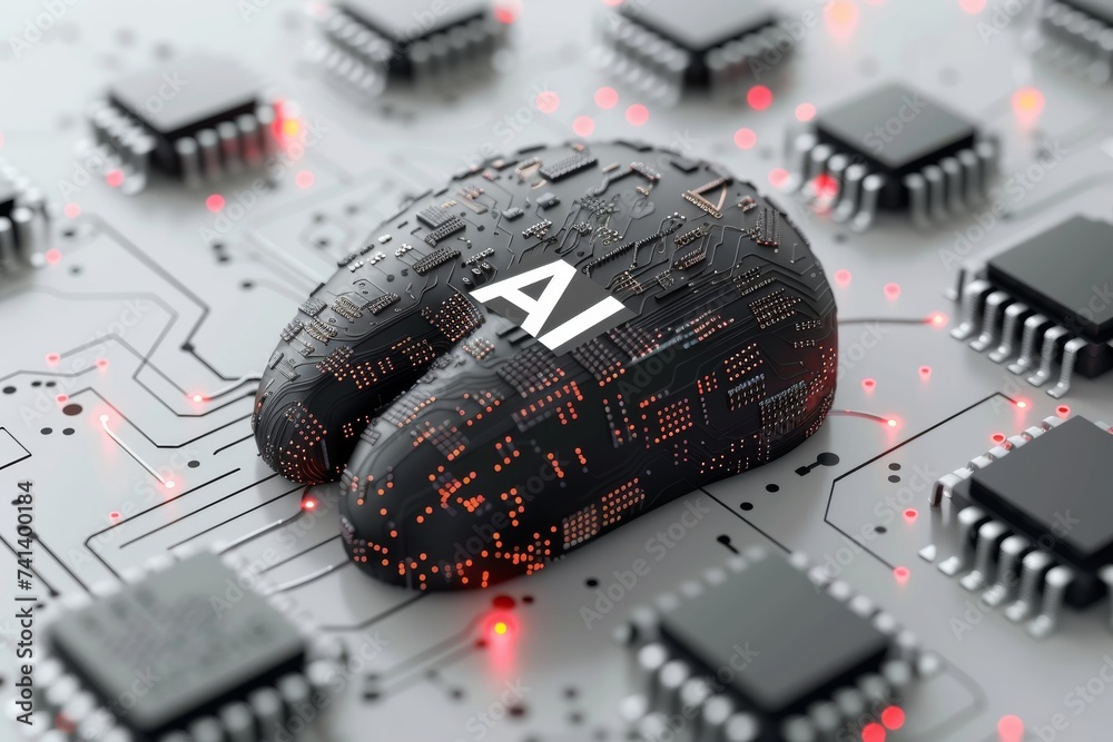 AI Brain Chip visual design. Artificial Intelligence digital ...