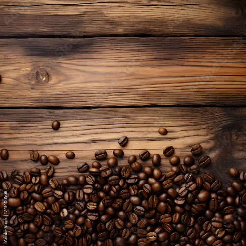 Coffee beans on a wooden background