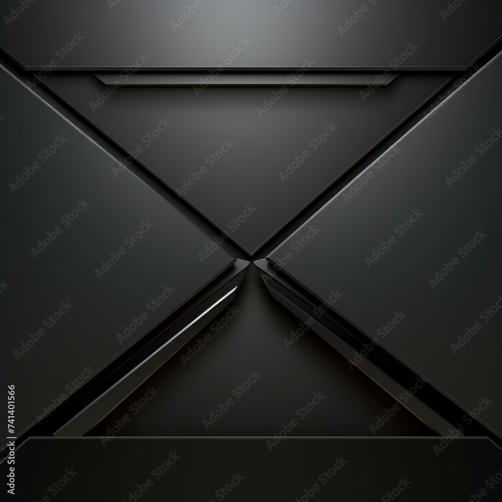 Black background with a triangle shape. Generative AI. Black background with a triangle shape. Generative AI.