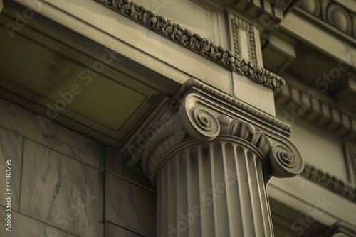 architectural detail of a neoclassical column and pediment photo
