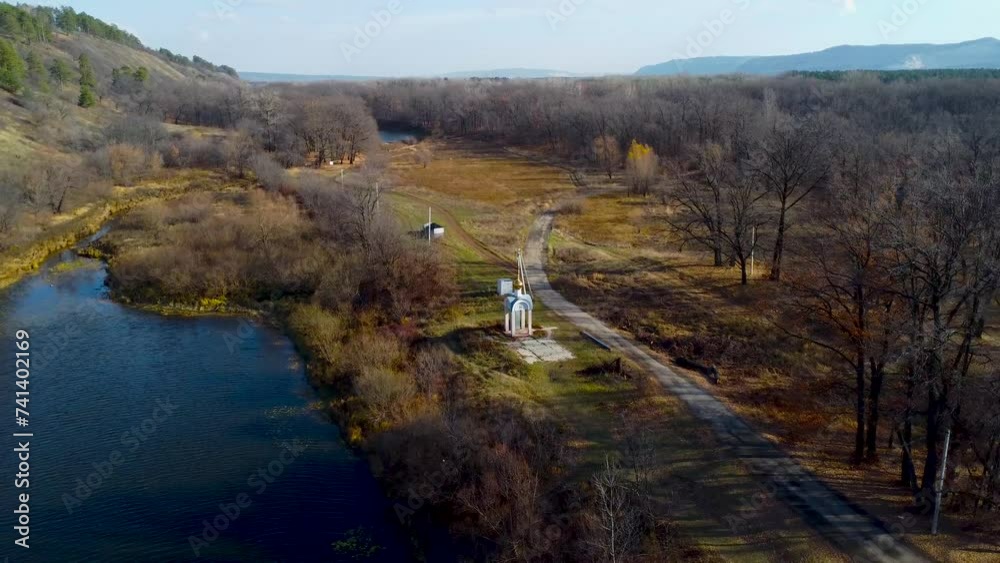 Autumn Tapestry Aerial Views of Russia Nature Drone Footage Over Volga River, Forest, and Mountains. Russia, Samara region Autumn Tapestry Aerial Views of Russia Nature Drone Footage Over Volga River, Forest, and Mountains. Russia, Samara region