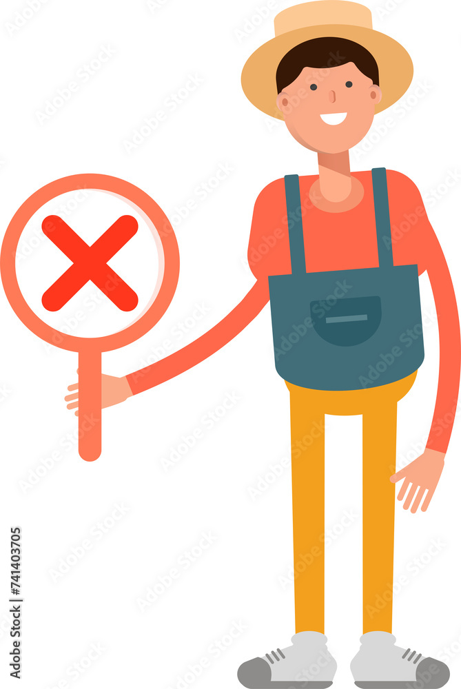 Farmer Character Showing Wrong Mark
Farmer Character Showing Wrong Mark