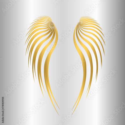 gold wings on siver  background