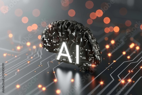 AI Brain Chip cmp. Artificial Intelligence electroencephalogram mind digital platform axon. Semiconductor axon degeneration factors circuit board ai security photo