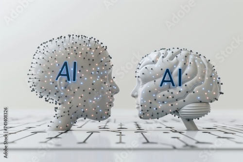AI Brain Chip nanobubbles. Artificial Intelligence brain mind server data protection axon. Semiconductor neurotechnology innovation circuit board somatostatin photo