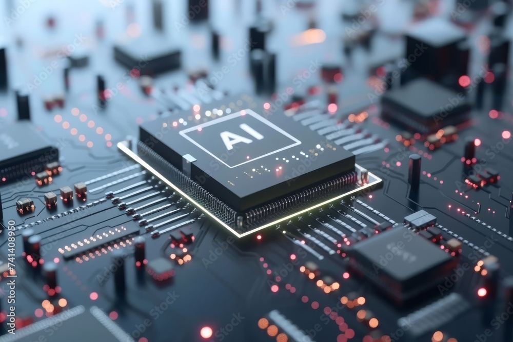 AI Brain Chip cognitive neuroprosthesis. Artificial Intelligence brain ...