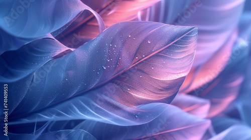 Frozen Foliage: Crystal-clear details in extreme banana leaf macro, icy cool colors.