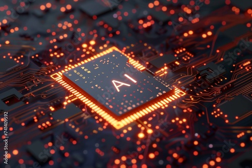 AI Brain Chip digital market. Artificial Intelligence moore law mind brain functionality axon. Semiconductor wallerian degeneration circuit board proxy server