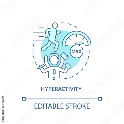 Hyperactivity, focus issues soft blue concept icon. Cognitive development. Round shape line illustration. Abstract idea. Graphic design. Easy to use in infographic, presentation, brochure, booklet
