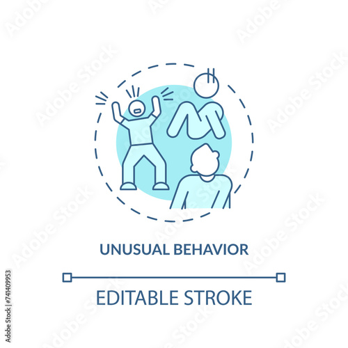 Unusual, abnormal behaviour soft blue concept icon. Social issues. Round shape line illustration. Abstract idea. Graphic design. Easy to use in infographic, presentation, brochure, booklet