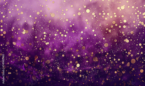 Purple paint with gold glitter texture on canvas  brush strokes painting wallpaper  close up macro view  copy space 