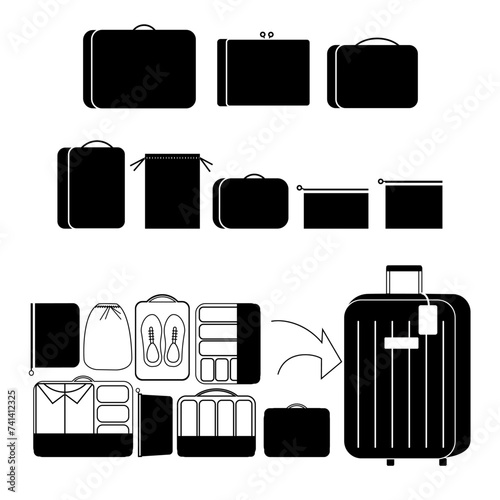 suitcase organiser set illustration