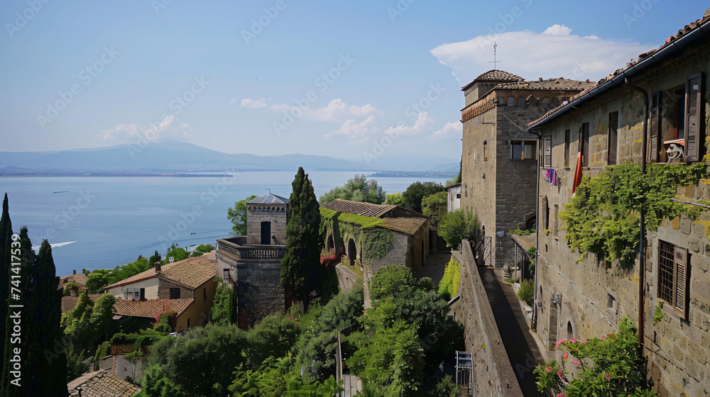 View from the castle at Bolsena, Viterbo, Lazio, Italy.