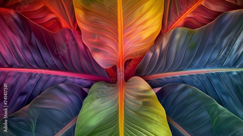 Serene Symmetry  Macro shot reveals the balanced and calming rhythms of symmetrical banana leaves.