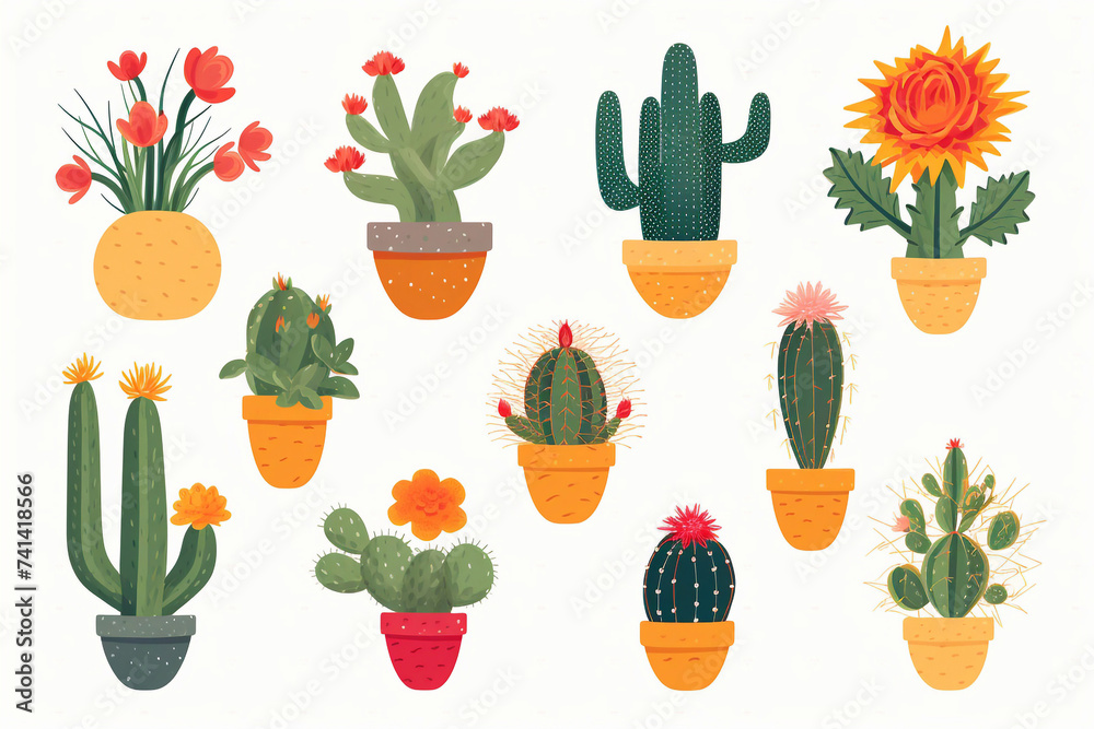 Set of cacti on a white background. Set of cacti on a white background.