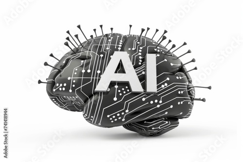AI Brain Chip adc circuits. Artificial Intelligence distributed ledger technology mind data security axon. Semiconductor management informatics circuit board mmu photo
