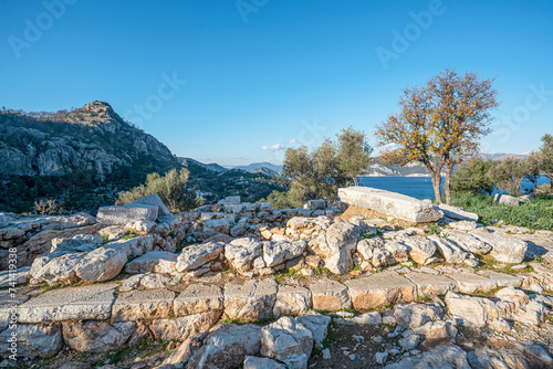 Scenic views from ancient Amos which was a settlement of ancient Caria, located near the modern town of Turunç, Marmaris, Turkey. photo