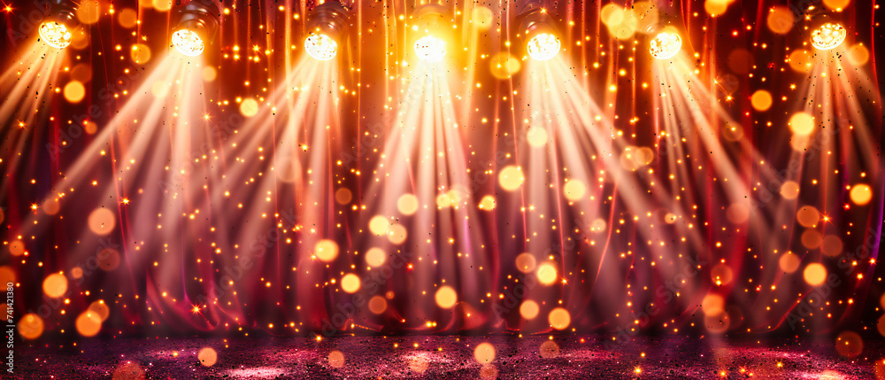 Bright and shiny abstract background with sparkling lights and magical bokeh, festive and glamorous design for celebrations