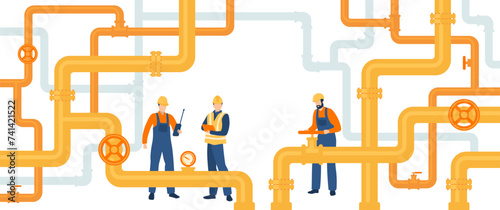 Gas pumping station  gas industry and gas transport system. Oil gas workers. 