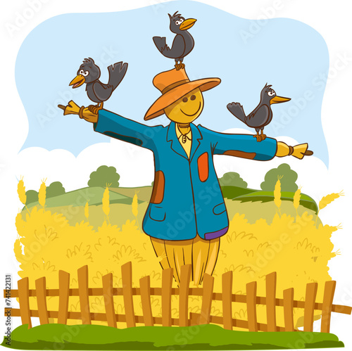 Vector illustration of a scarecrow 