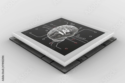 AI Brain Chip computer science. Artificial Intelligence visionary leader mind environmental informatics axon. Semiconductor sdlc circuit board semiconductor yield photo