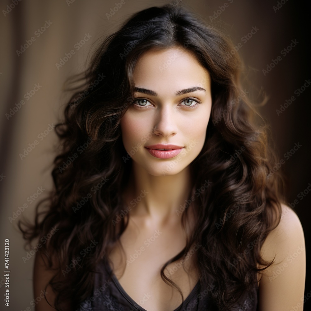 Joyful Portrait of a Woman Laughing with Windblown Hair Joyful Portrait of a Woman Laughing with Windblown Hair