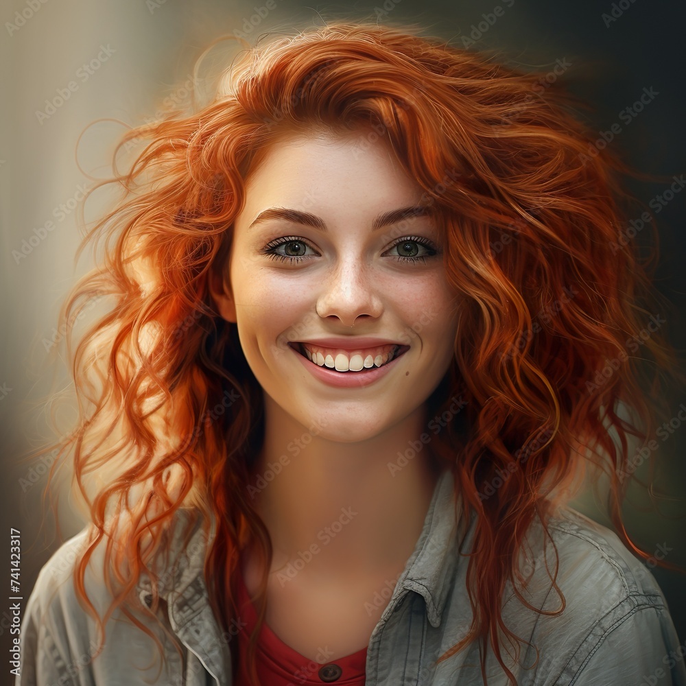 Joyful Portrait of a Woman Laughing with Windblown Hair Joyful Portrait of a Woman Laughing with Windblown Hair