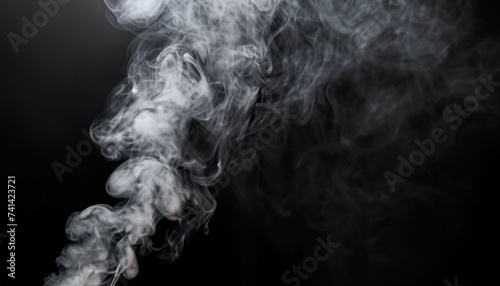 Smoke isolated on black background; motion of light; dark mood
