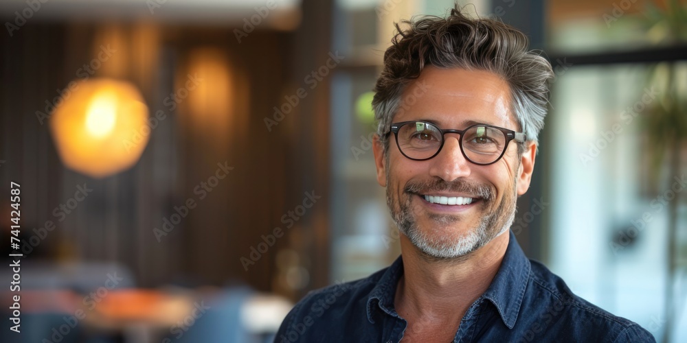 Captured in moment of sheer joy and accomplishment mature businessman with ageless charm stands proudly face lit up with radiant heartfelt smile that speaks volumes of journey to success Captured in moment of sheer joy and accomplishment mature businessman with ageless charm stands proudly face lit up with radiant heartfelt smile that speaks volumes of journey to success