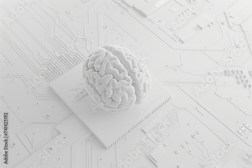 AI Brain Chip brain inspired computing opportunities. Artificial Intelligence neuroadaptive technology mind meg axon. Semiconductor adc circuits circuit board bold photo