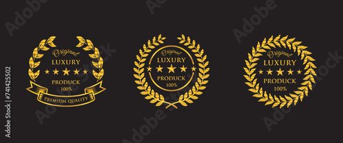 Gradient golden luxury badges set