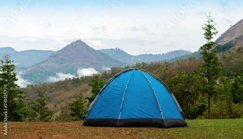 Blue dome tent isolated with clipping path