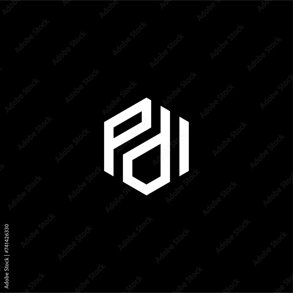 Unique Letter PDI with hexagon logo concept vector Unique Letter PDI with hexagon logo concept vector