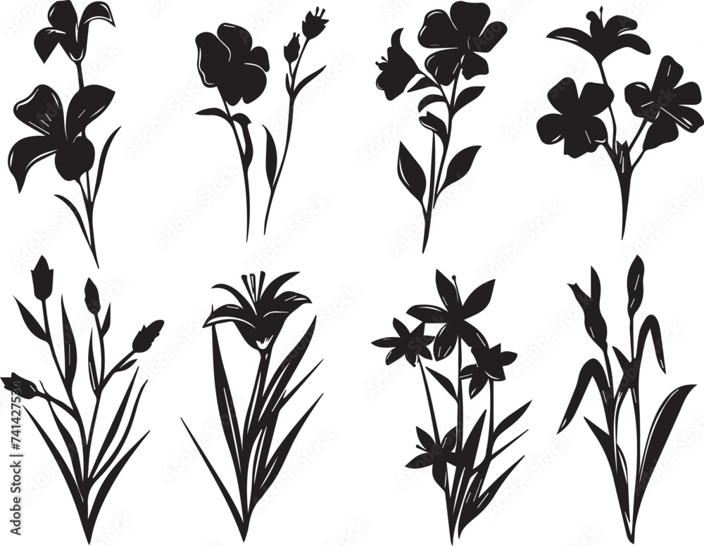 Set Flowers. Hand drawn vector illustration Set Flowers. Hand drawn vector illustration