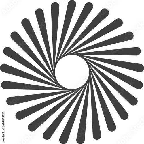 Spiral and swirl motion twisting circles design element set.