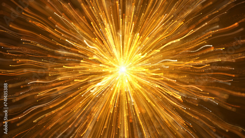 Luxury gold spiral particle light, gold particle line flow, shining particle streaks background. Use this for award ceremony and evening performance.