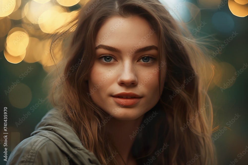 Ethereal Beauty: Portrait of a Young Woman in Natural Light Amidst a Forest Setting Ethereal Beauty: Portrait of a Young Woman in Natural Light Amidst a Forest Setting