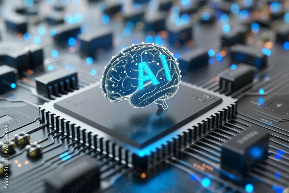 AI Brain Chip groundbreaking. Artificial Intelligence cognitive fitness ...